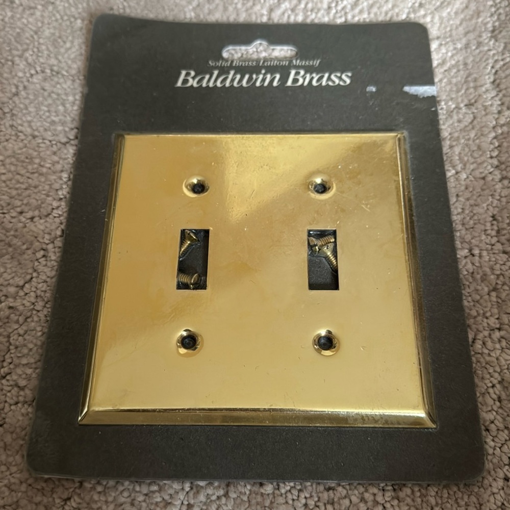 Baldwin SOLID BRASS Laiton Massif Switch plate card NEW